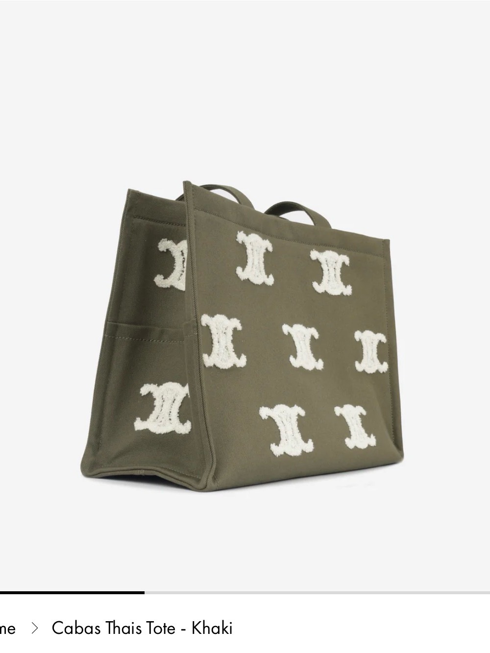 Celine Triomphe Cabas Large - Khaki with Cream Motifs - Picture 2 of 11
